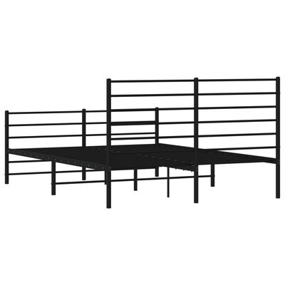 vidaXL Metal Bed Frame without Mattress with Footboard Black 140x200 cm