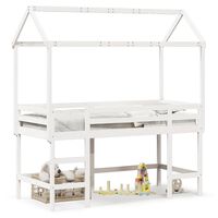 vidaXL Loft Bed with Ladder and Roof without Mattress White 80x200 cm