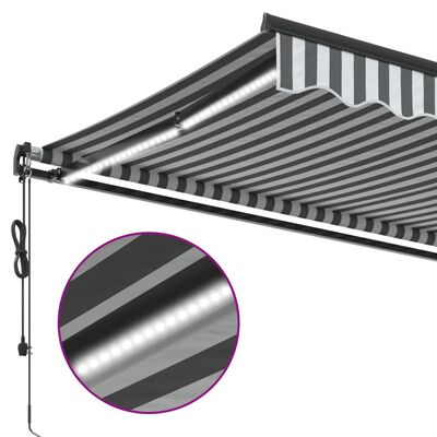 vidaXL Automatic Retractable Awning with LEDs Anthracite&White 500x300 cm