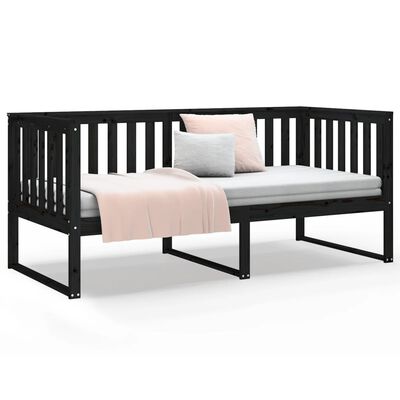 vidaXL Day Bed without Mattress Black 100x200 cm Solid Wood Pine