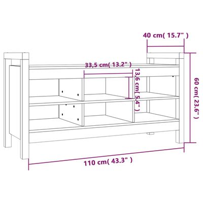 vidaXL Hall Bench Grey 110x40x60 cm Solid Wood Pine