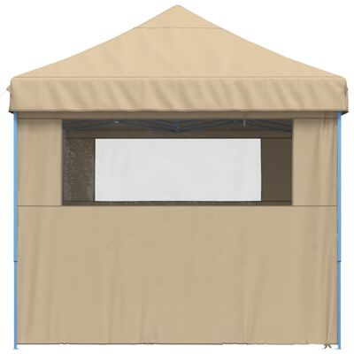 vidaXL Foldable Party Tent Pop-Up with 4 Sidewalls Beige