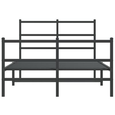 vidaXL Metal Bed Frame without Mattress with Footboard Black 120x190 cm Small Double