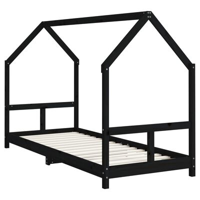 vidaXL Kids Bed Frame Black 80x200 cm Solid Wood Pine