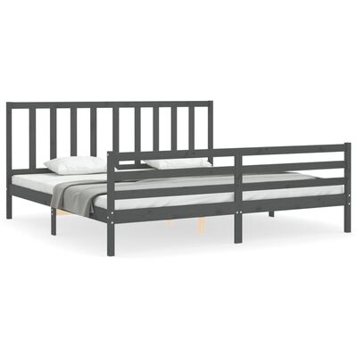 vidaXL Bed Frame without Mattress Grey 200x200 cm Solid Wood Pine