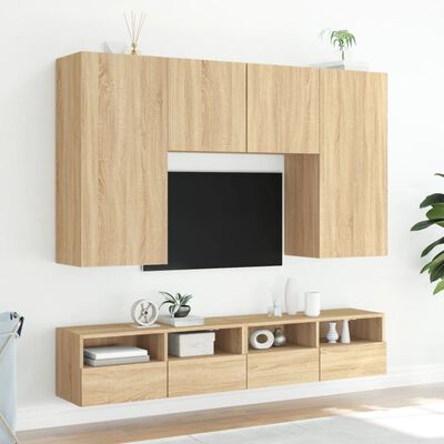 vidaXL TV Wall Cabinets 2 pcs Sonoma Oak 80x30x30 cm Engineered Wood