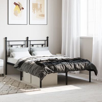 vidaXL Metal Bed Frame with Headboard Black 120x200 cm