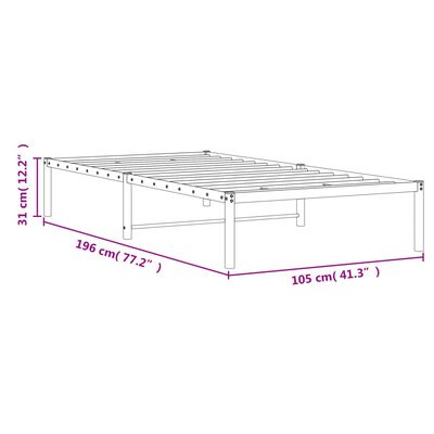 vidaXL Metal Bed Frame Black 100x190 cm