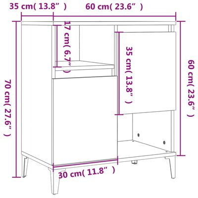 vidaXL Sideboards 2 pcs Black 60x35x70 cm Engineered Wood