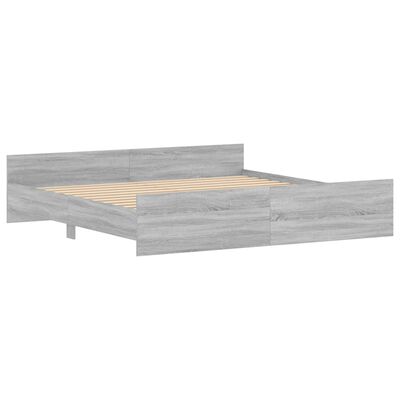 vidaXL Bed Frame without Mattress Grey Sonoma 180x200 cm Super King