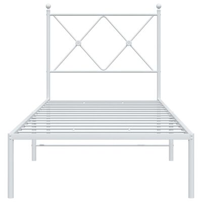 vidaXL Metal Bed Frame without Mattress with Headboard White 75x190 cm Small Single