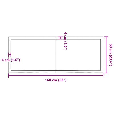 vidaXL Table Top 160x60x(2-6) cm Untreated Solid Wood Oak