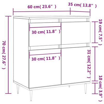 vidaXL Sideboard Brown Oak 60x35x70 cm Engineered Wood