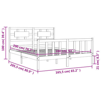 vidaXL Bed Frame without Mattress White 160x200 cm Solid Wood Pine