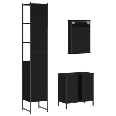 vidaXL 3 Piece Bathroom Furniture Set Black Engineered Wood