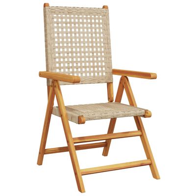 vidaXL Garden Chairs 2 pcs Beige Solid Wood Acacia and Poly Rattan