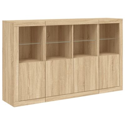 vidaXL Sideboards with LED Lights 3 pcs Sonoma Oak Engineered Wood