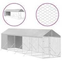 vidaXL Outdoor Dog Kennel with Roof Silver 2x10x2.5 m Galvanised Steel