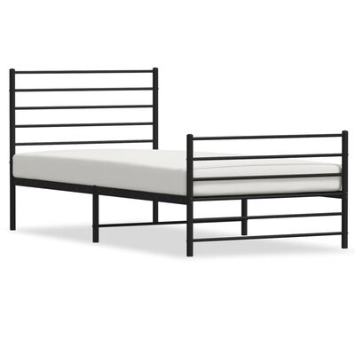 vidaXL Metal Bed Frame without Mattress with Footboard Black 90x200 cm