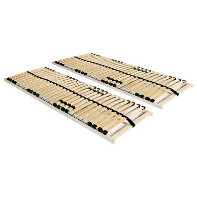 vidaXL Slatted Bed Bases without Mattress 2 pcs with 28 Slats 90x200 cm