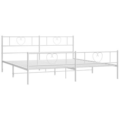 vidaXL Metal Bed Frame without Mattress with Footboard White 183x213 cm