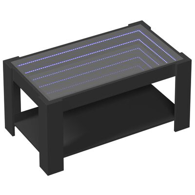 vidaXL Coffee Table with LED Black 93x53x45 cm Engineered Wood