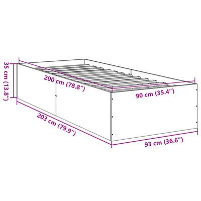 vidaXL Bed Frame without Mattress Smoked Oak 90x200 cm