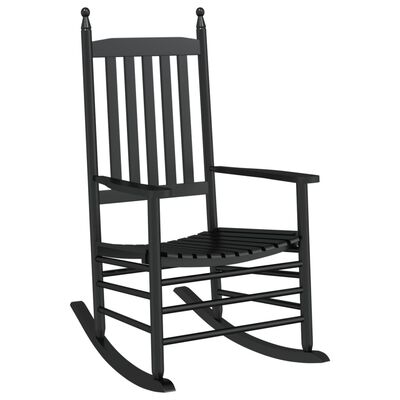 vidaXL Rocking Chairs 2pcs with Foldable Table Black Solid Wood Poplar