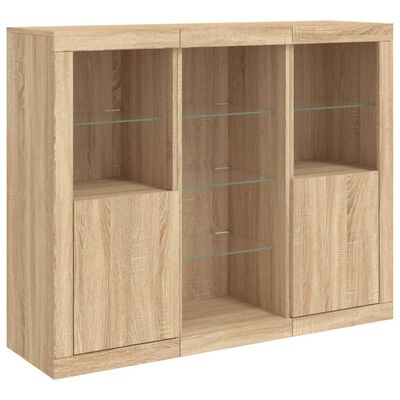 vidaXL Sideboards with LED Lights 3 pcs Sonoma Oak Engineered Wood