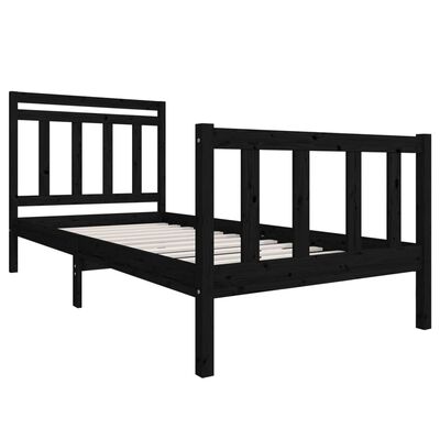 vidaXL Bed Frame without Mattress Black Solid Wood 90x200 cm (810071+814078)