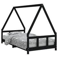 vidaXL Kids Bed Frame Black 90x190 cm Solid Wood Pine