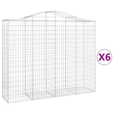 vidaXL Arched Gabion Baskets 6 pcs 200x50x160/180 cm Galvanised Iron