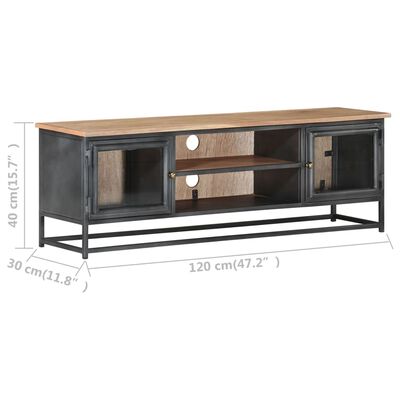 vidaXL TV Cabinet Grey 120x30x40 cm Solid Acacia Wood and Steel