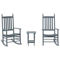 vidaXL Rocking Chairs 2pcs with Foldable Table Grey Solid Wood Poplar