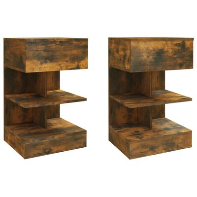 vidaXL Bedside Cabinets 2 pcs Smoked Oak 40x35x65 cm Engineered Wood