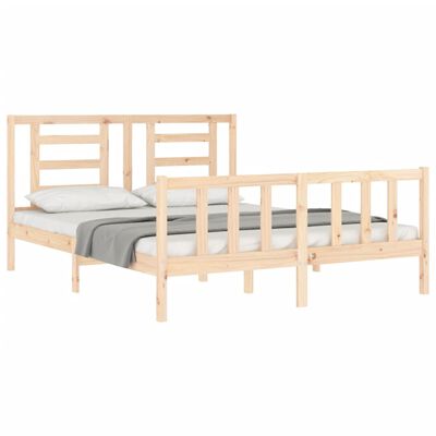 vidaXL Bed Frame without Mattress King Size Solid Wood Pine