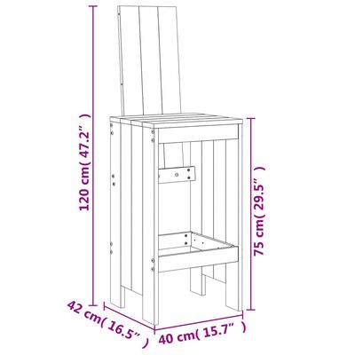 vidaXL Bar Stools 2 pcs 40x42x120 cm Solid Wood Douglas