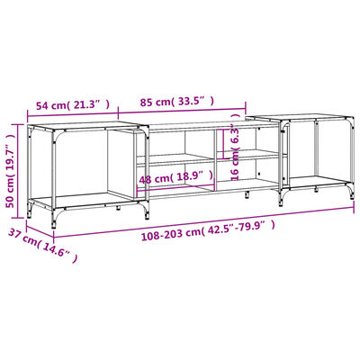 vidaXL TV Cabinet Black 203x37x50 cm Engineered Wood