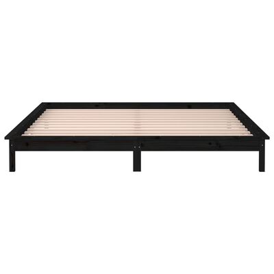 vidaXL LED Bed Frame without Mattress Black 200x200 cm Solid Wood