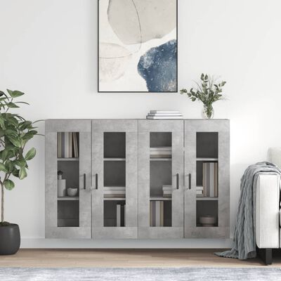 vidaXL Wall Mounted Cabinets 2 pcs Concrete Grey Engineered Wood