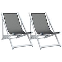 vidaXL Folding Beach Chairs 2 pcs Grey Aluminium and Textilene