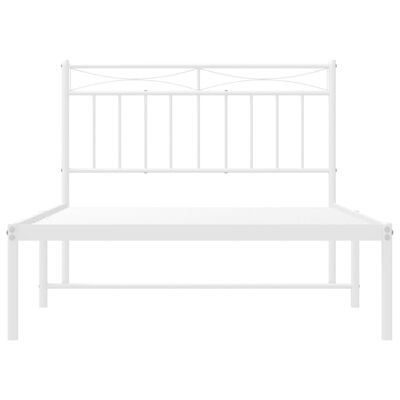 vidaXL Metal Bed Frame without Mattress with Headboard White 107x203 cm