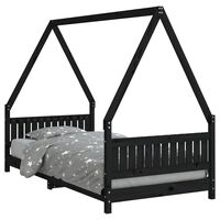 vidaXL Kids Bed Frame Black 90x190 cm Solid Wood Pine