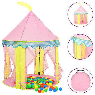 vidaXL Children Play Tent with 250 Balls Pink 100x100x127 cm