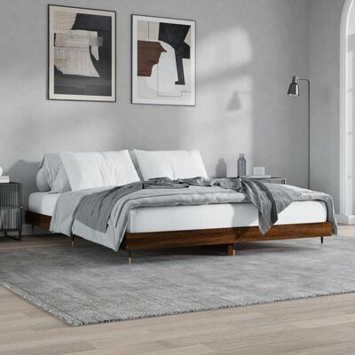 vidaXL Bed Frame without Mattress Brown Oak 180x200 cm Super King Engineered Wood