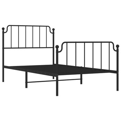 vidaXL Metal Bed Frame without Mattress with Footboard Black 100x190 cm