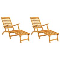 vidaXL Outdoor Deck Chairs with Footrests 2 pcs Solid Wood Acacia