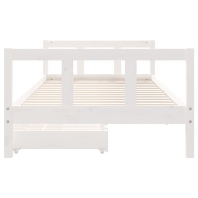 vidaXL Kids Bed Frame with Drawers White 90x200 cm Solid Wood Pine