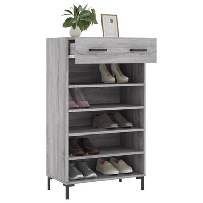 vidaXL Shoe Cabinet Grey Sonoma 60x35x105 cm Engineered Wood