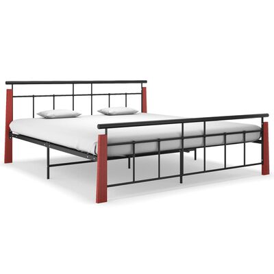 vidaXL Bed Frame without Mattress Metal and Solid Oak Wood 180x200 cm Super King